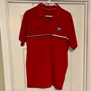 Nike Dri-Fit Men’s Red Georgia Bulldogs Polo w/ Black & White Stripe Size Medium